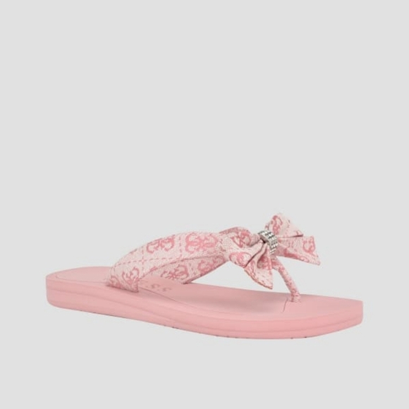 Women's Pink Tuta Low Embellished Bow Molded Flip Flops Size 5 - Picture 1 of 7